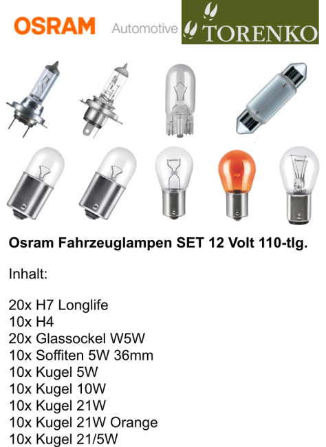 Osram Fahrzeuglampen Set 12 Volt 110-tlg.